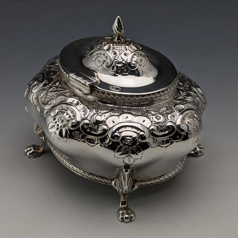 1903 British Antique Sterling Silver Tea Caddy 196g Thomas White